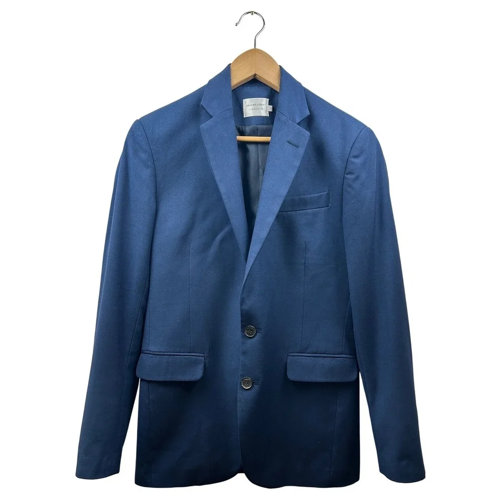 Shades of‎ Grey Micah Cohen Blazer Men's Small Navy Wool Blend Tailored Modern
